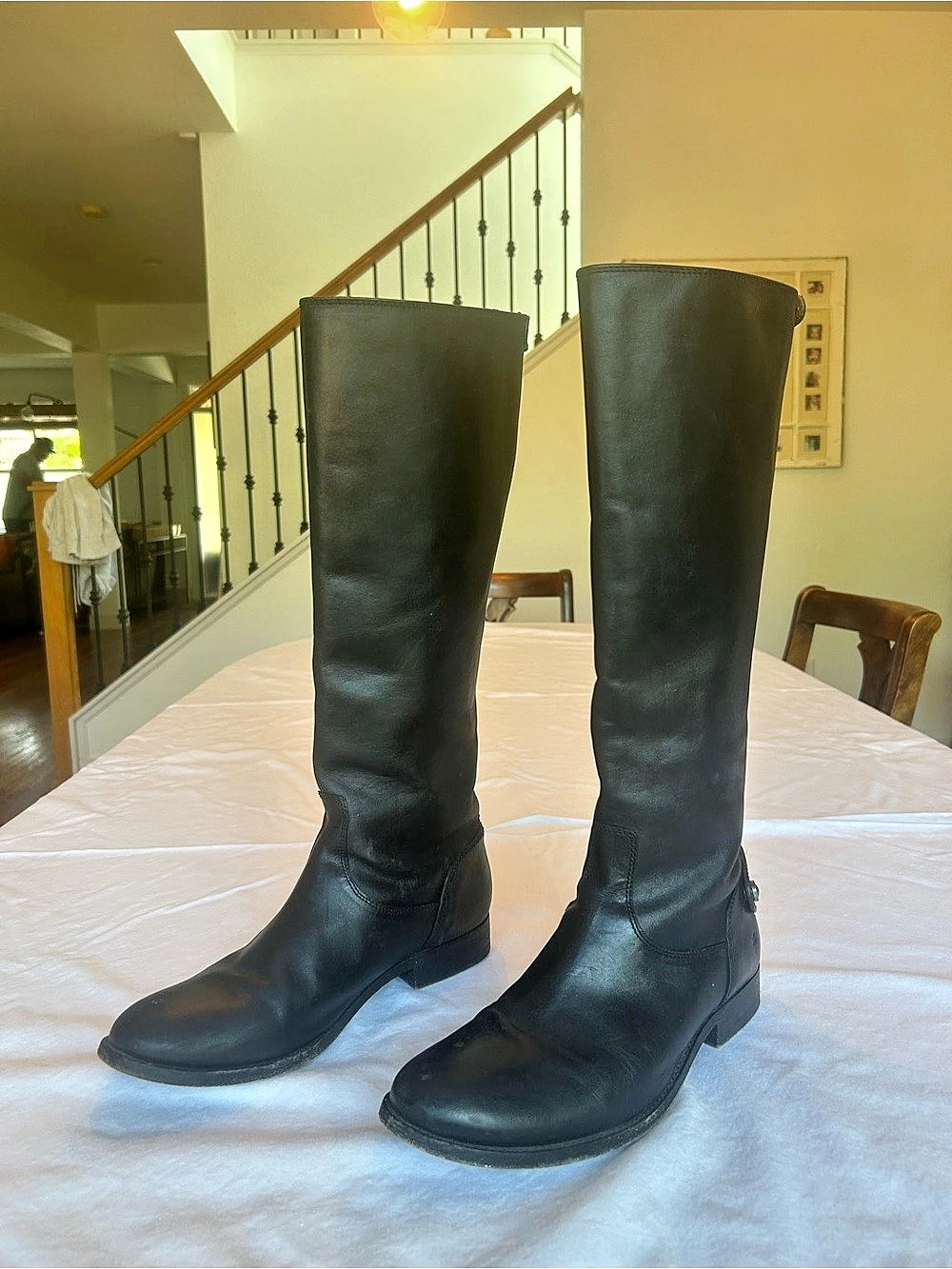 Frye Melissa Button Back Zip Tall Riding Boot Black size 9.5